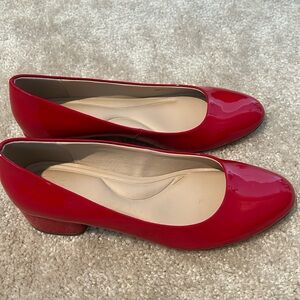 Dune London red patent leather pumps